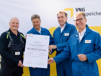 IPCEI-Fördermittelübergabe an VNG Gasspeicher GmbH für Wasserstoffprojekt GO! Speicher in Bad Lauchstädt 