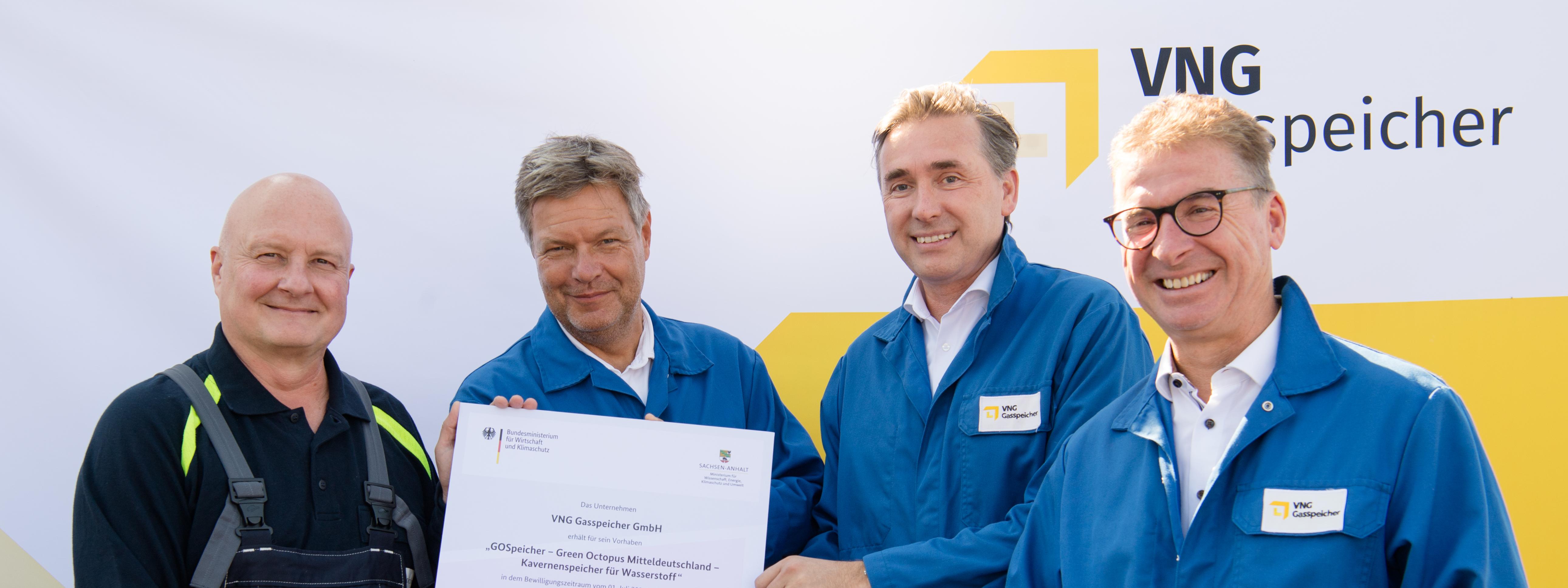 IPCEI-Fördermittelübergabe an VNG Gasspeicher GmbH für Wasserstoffprojekt GO! Speicher in Bad Lauchstädt 